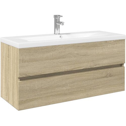  2-dijelni set kupaonskog namje&amp;scaron;taja od keramike i drva Smeđa 100 x 38.5 x 45 cm Slike