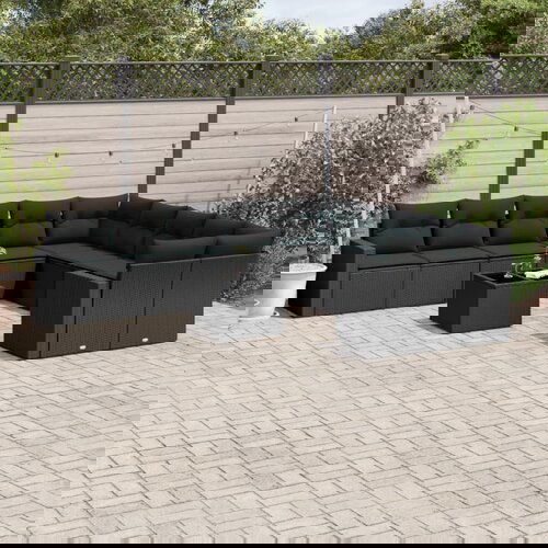 vidaXL 11-dijelni set vrtnih sofa od poliratana s jastucima crni Cijene