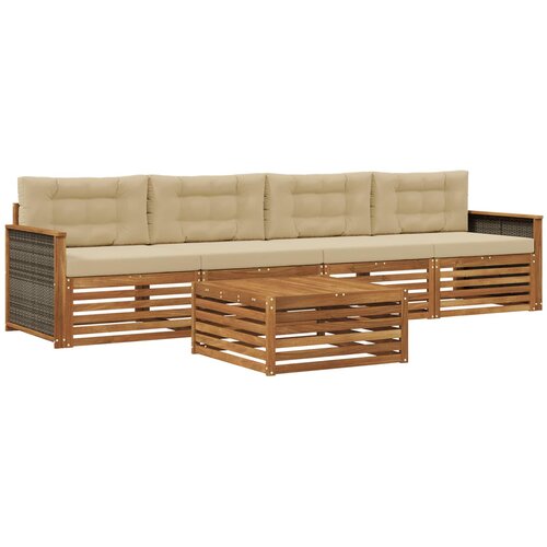 vidaXL Zunanja garnitura za sedenje z blazino 5 pcs Naravna in bež, (5000280620) Cene