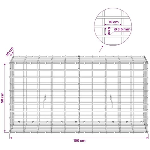  Gabion s žicom debljine 3 5 mm i mrežom 5x10 cm 100x30x50 cm - 30 cm 50 cm 100 cm Slike