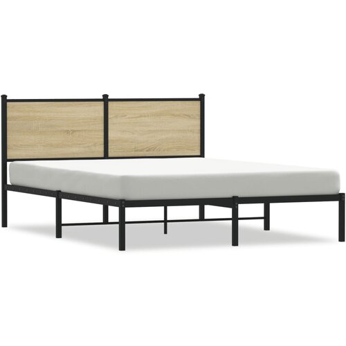 Maison Chic Kovinski Posteljni okvir - Dvoposteljna postelja - Zakonska postelja brez vzmetnice sonoma hrast 140x190 cm, (21694524) Slike