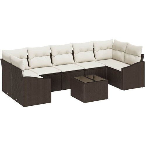  Set sofe 8 kom. Smeđa i krem poliratan 289 x 123,5 x 85 cm Slike
