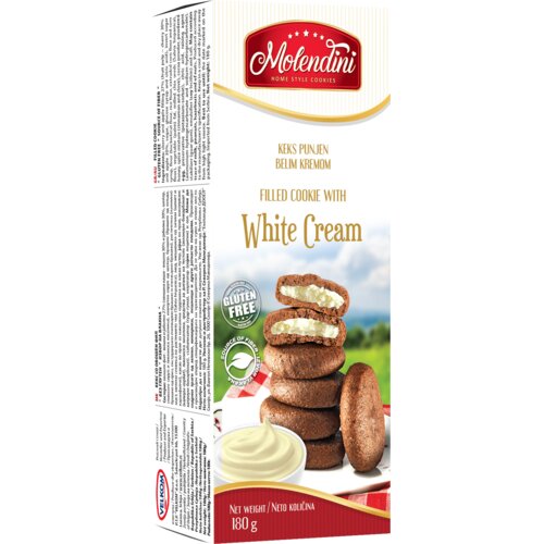 Molendini Keks punjen belim kremom, Bez glutena, 180 g Slike