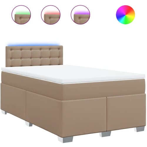 VidaXL Krevet s oprugama i madrac cappuccino 120x200cm od umjetne kože Slike