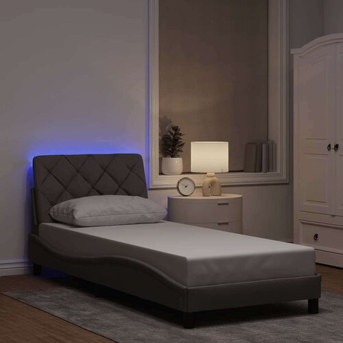  Okvir kreveta s LED-om bez madraca 90x200cm tkanine - Sivo-smeđa 90 x 200 cm Slike