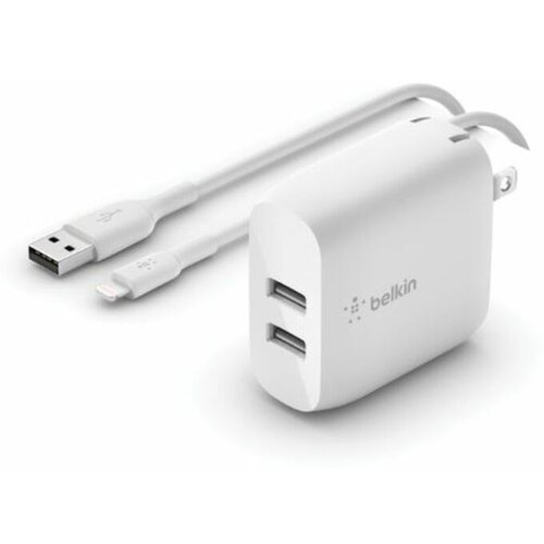 Belkin Dual USB-A Charger, 24W incl. Lightning Cable 1m, white Slike
