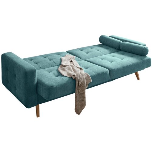 MID.YOU ZOFA S POSTELJNO FUNKCIJO, zelena tekstil, leseni material Slike