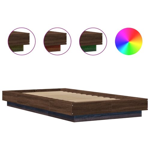  Okvir za krevet s LED svjetlima boja hrasta 100 x 200 cm drveni Slike