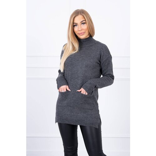 Kesi Sweater with graphite stand-up collar Cene
