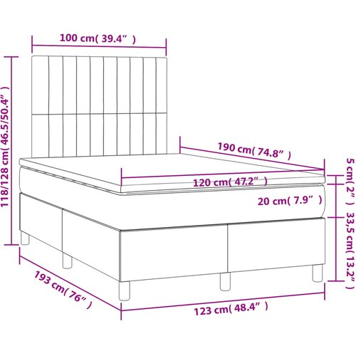  box spring s madracem tamnosmeđi 120 x 190 cm od tkanine Slike