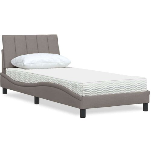  Postelja z vzmetnico taupe 90x200 cm blago Cene