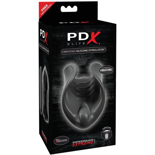 PDX Elite - silikonski vibrator za penis (črn) Slike