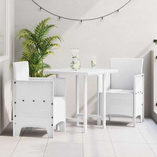  Vrtni Stol Set 2 Bela Plastika Ratan Stil Standard Lahki, (22015561) Cene