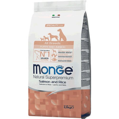 Monge monoprotein all breeds puppy and junior, losos i pirinač Slike