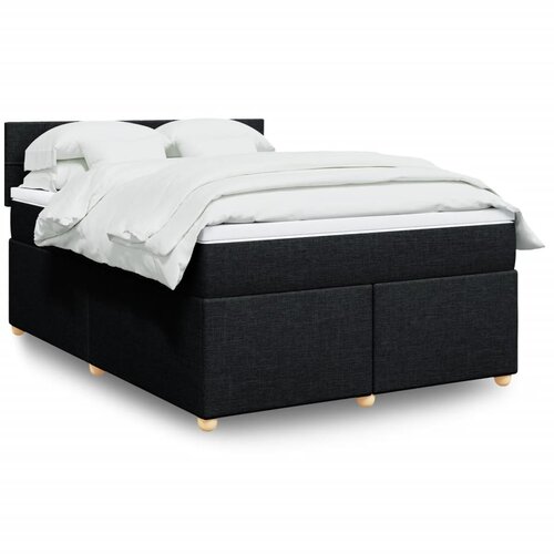 vidaXL Box spring postelja z vzmetnico črna 140x200 cm blago Cene