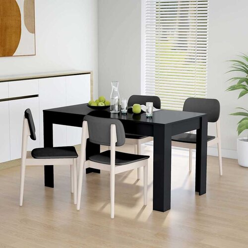  Blagovaonski stol crni 140 x 74,5 x 76 cm od iverice Cene