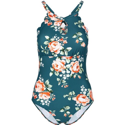 CUPSHE Ženski jednodelni kupaći kostim sa cvetnim dezenom J13 zeleni Slike