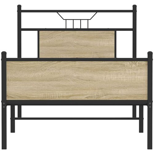 VidaXL Posteljni okvir brez vzmetnice hrast 90x200 cm inženirski les Slike