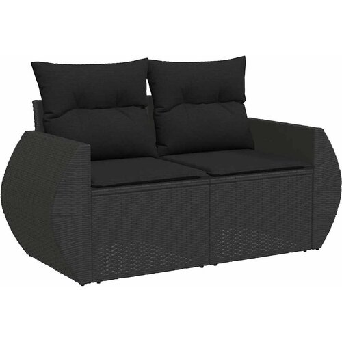  11-dijelni set vrtnih sofa od poliratana s jastucima crni Crna 100 x 55 x 73 cm Slike