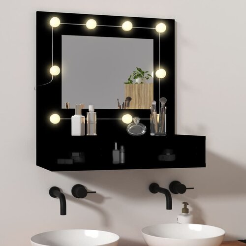 The Living Store Omarica z ogledalom in LED lučkami črna 60x31,5x62 cm - Omarica Z Ogledalom, (21660660) Cene