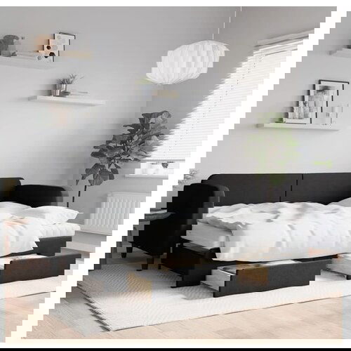 VidaXL Izvlečna dnevna postelja s predali črna 80x200 cm bla Slike