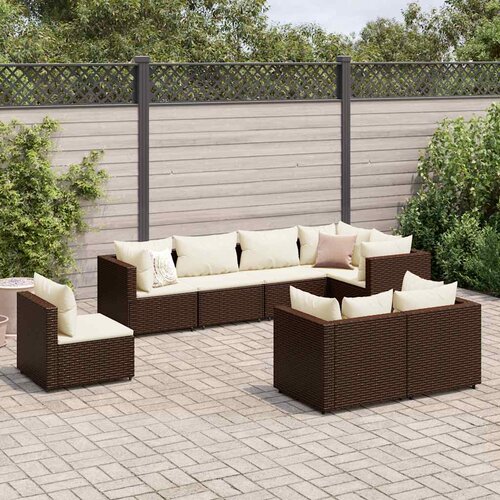  8-dijelni set vrtnih sofa s jastucima smeđi od poliratana Cene