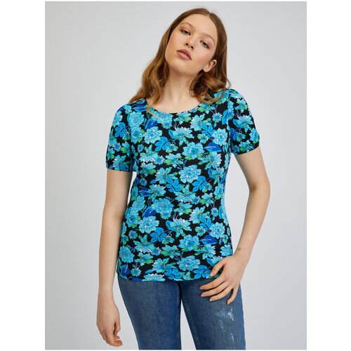 Orsay Blue-Black Women Floral T-Shirt - Women Cene