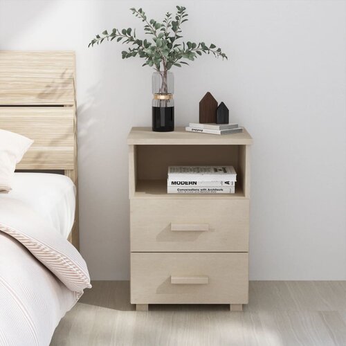VidaXL Nočna omarica medeno rjava 40x35x62 cm trdna borovina Slike