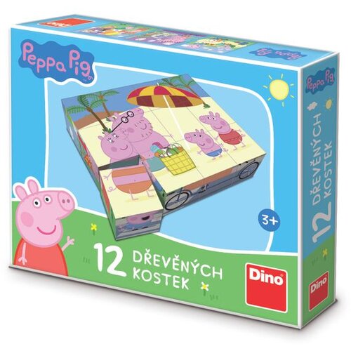 Dino Peppa Pig drvene kockice 12 komada Slike