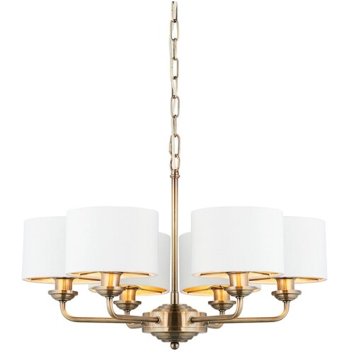  Endon 98936 - Luster na lancu HIGHCLERE 6xE14/28W/230V bela/mesing Slike