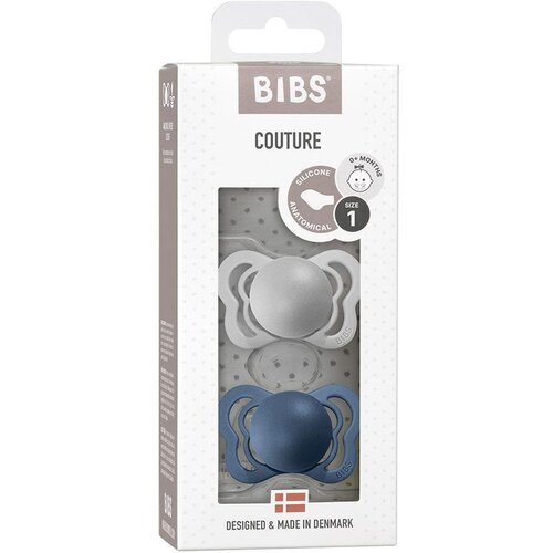 Bibs tolažilna duda - silikon Couture z anatomskim cucljem 6-18 m 2/1 cloud/steel blue Slike