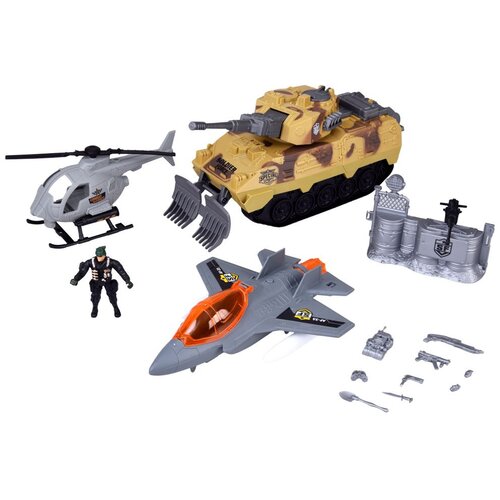  Vojni set igračaka: tenk, borbeni avion, helikopter i figurica vojnika Slike
