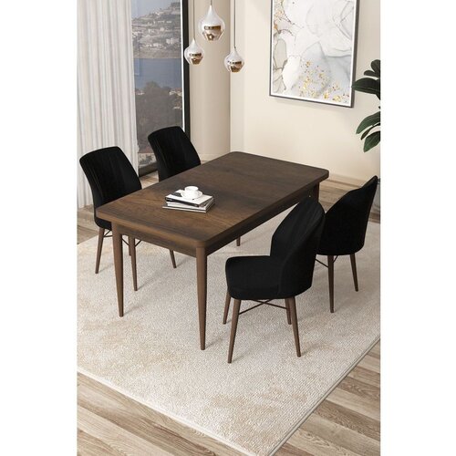 Hanah home arp - baroque, black baroqueblack dining table & chairs set (5 pieces) Cene