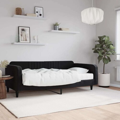 Dnevni krevet s madracem crni 100 x 200 cm baršunasti Cene