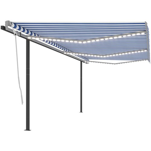 vidaXL Avtomatska tenda LED + senzor 6x3 m modra in bela Cene