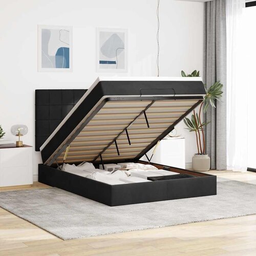  Otomanski krevet s madracima&LED crni 140x190 cm bar&scaron;unasti Cene