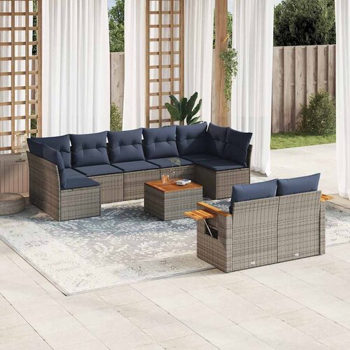  10-dijelni set vrtnih sofa od poliratana s jastucima sivi Siva 85 x 62 x 69 cm Cijene