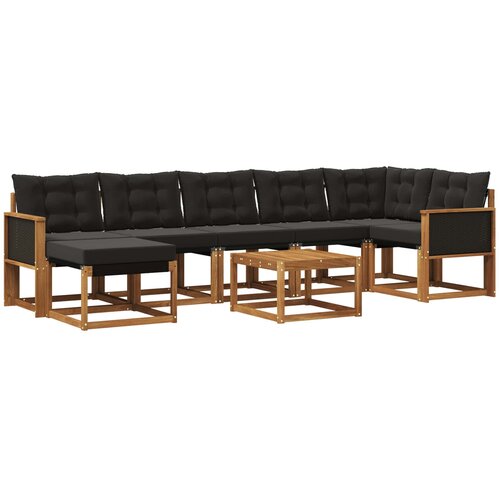 vidaXL Zunanja garnitura za sedenje z blazino 8 pcs Naravna in črna, (5000281088) Cene