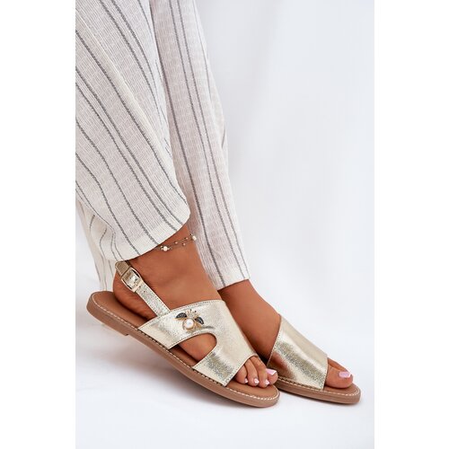 VINCEZA Women&amp;#039;s Flat Sandals With Decorative Detail 17378 Gold Slike