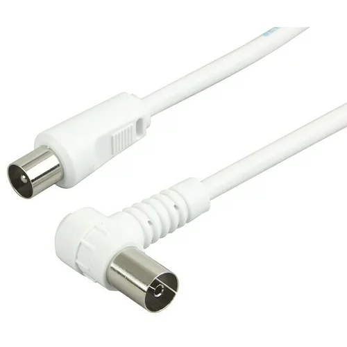 SCHWAIGER Priključni kabel za antenu (3 m, Bijele boje, 75 dB, IEC utikač na IEC kutnu utičnicu)