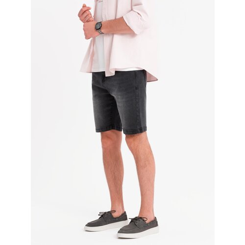 Ombre Men's classic cut denim shorts - black Cene