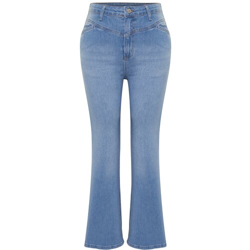 Trendyol Curve Light Blue Stitch Detail Flare Fit Denim Jeans Cijene