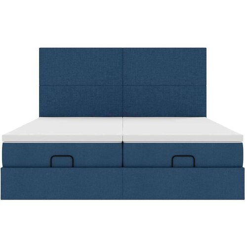  Otomanski okvir kreveta s madracima plavi 200x200cm tkanine Slike