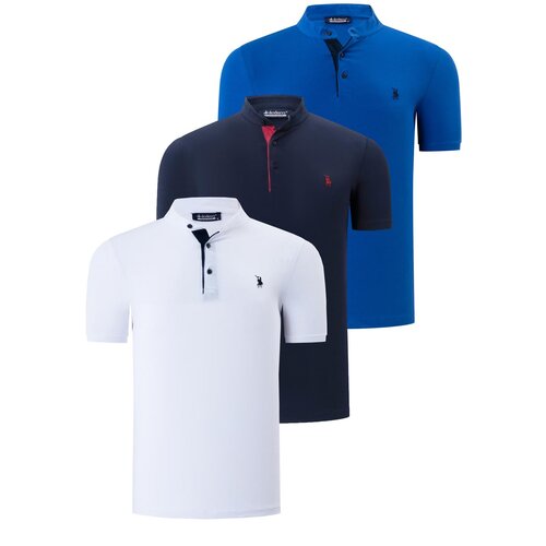 Dewberry TRIPLE SET T8560 MEN&amp;#039;S T-SHIRT-NAVY-WHITE-SAKS Slike