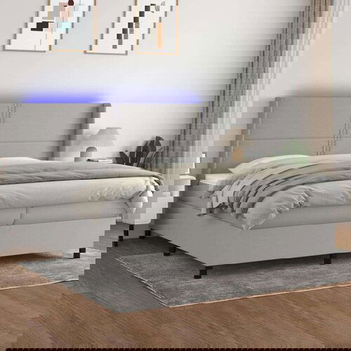  Box spring s madracem LED svjetlosivi 200x200 cm tkanina Slike
