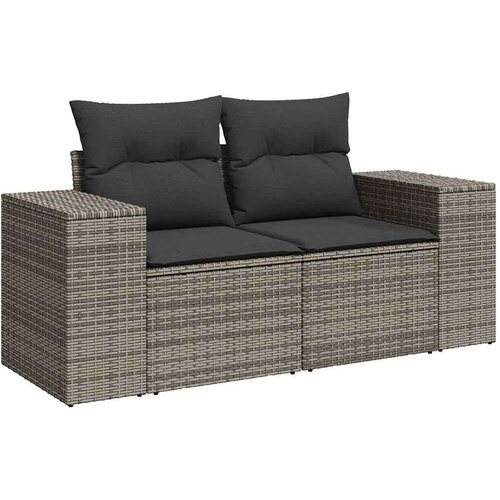 VidaXL 8-dijelni set vrtnih sofa od poliratana s jastucima sivi Slike