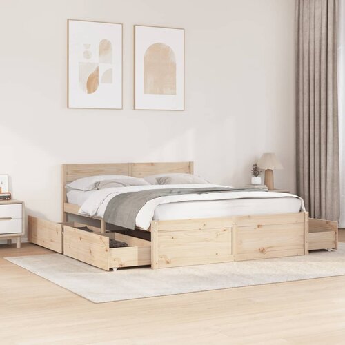 The Living Store Posteljni okvir brez vzmetnice 150x200 cm trdna borovina - Posteljni Okvir, (21495794) Slike