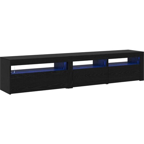 TV Kabinets 2 kom s LED Rasvjetom Crni Hrast Konstruirano Drvo  Stalak s LED Rasvjetom - Crni Hrast - 75x35x40 cm - Napravlje Cijene