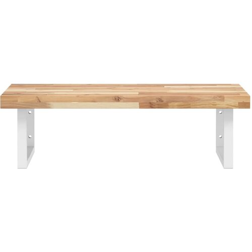  Zidna polica za umivaonik od čelika i masivnog bagremovog drva Smeđa 60 x 50 x 4 cm Slike