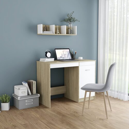vidaXL radni stol bijeli i boja hrasta 100 x 50 x 76 cm od iverice Cene